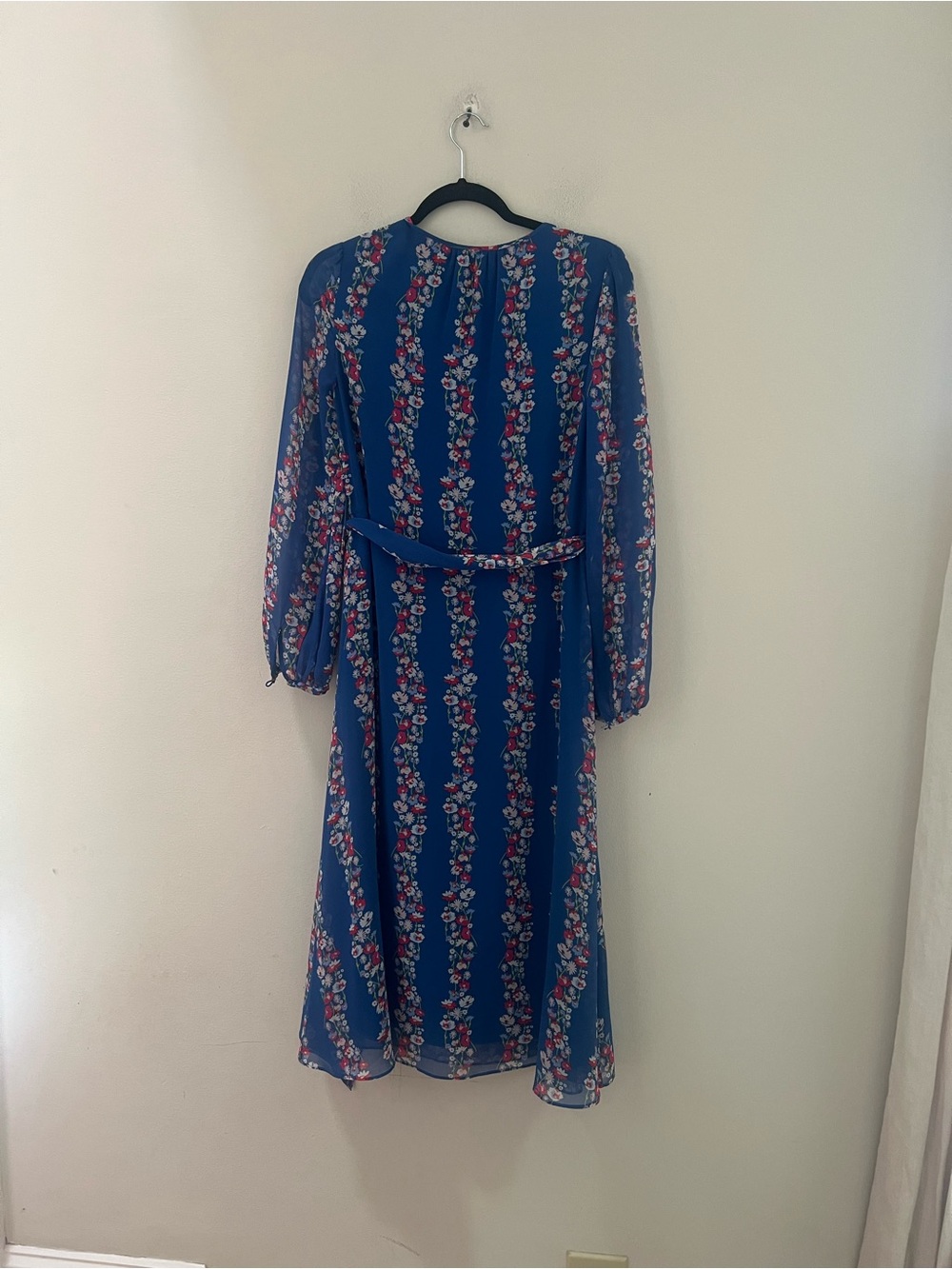 Boden Blue Floral Long-Sleeve Belted Midi Dress - Picture 11 of 13